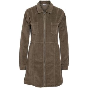 Noisy May NMNISE SLIM ZIP DRESS COLOR CORDUROY S* Dames Korte jurk - bruin - M
