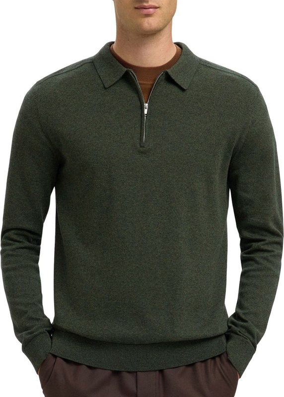 Gebreide Pullover - Polo Hals - Lange Mouwen - Regular Fit - 50% Katoen, 50% Biologisch Katoen