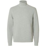 Selected Homme - SLHDANE LS KNIT STRUCTURE ROLL NECK - Coltrui - Grijs - Regular Fit