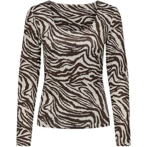 Only - Zebra T-Shirt - Zwart/Wit - Lange Mouwen - Vierkante Hals