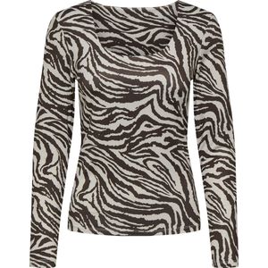 Only - Onllone Aop Two Way Top - T-shirt - Demitasse/Zebra - Dames