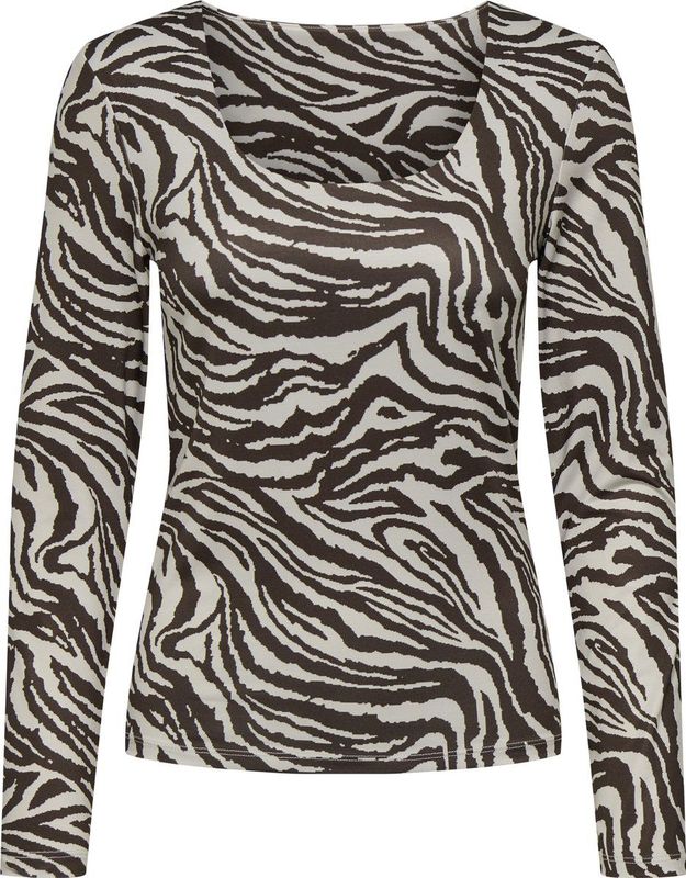 Only - Onllone Aop Two Way Top - T-shirt - Demitasse/Zebra - Dames