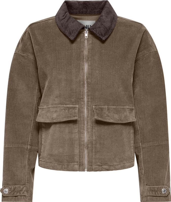 Only - GLOBAL - Damesjack - Boxy Fit - Katoenmix - Effen - Lange Mouwen