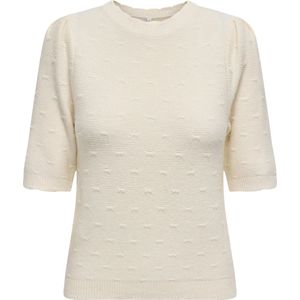 Only - Katia SS Structure Knit Shirt - Crème Wit - Thermoshirts