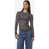 NOISY MAY Nmjudith L/S Lace Top Noos, Charcoal Gray, L