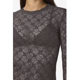 NOISY MAY Nmjudith L/S Lace Top Noos, Charcoal Gray, S