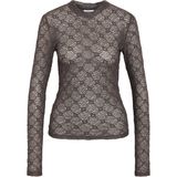 NOISY MAY Nmjudith L/S Lace Top Noos, Charcoal Gray, S