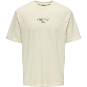 Only & Sons - Onsluis Palm Rlx Ss Tee Cs - T-shirt - Antique White/cap Verde