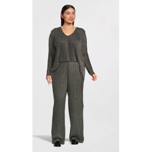 VERO MODA CURVE - Wide Leg High Waist Broek - Zilver - Met Glitter