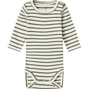 Romper - Verticaal Gestreept - Ribgebreid - Lange Mouwen - Drukknoopsluiting