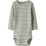 Romper - Verticaal Gestreept - Ribgebreid - Lange Mouwen - Drukknoopsluiting