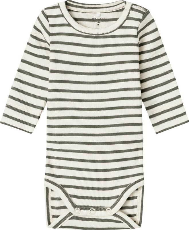 Romper - Verticaal Gestreept - Ribgebreid - Lange Mouwen - Drukknoopsluiting