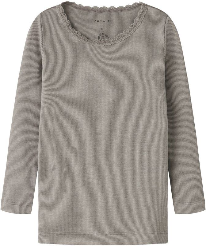 Name It - NMFKAB LS TOP NOOS - Shirt - Satellite - 57% Katoen, 38% Modaal, 5% Elastaan