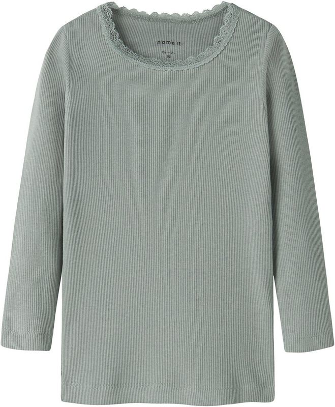 Name It - NMFKAB LS TOP NOOS - Shirt - Slate Gray - Lange Mouwen