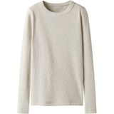 Top - Gestreept - Ribgebreide Stof - Ronde Hals - Lange Mouwen - Regular Fit