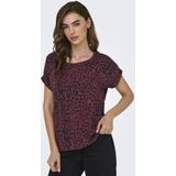 Only - ONLMOSTER - T-shirt - Tawny Port - Korte Mouwen - Animal-print - Loose Fit - Viscosemix