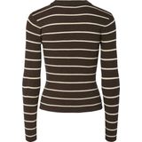 PIECES - Trui - Crème / Chocoladebruin - Slanke Pasvorm - Lange Mouw