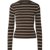 PIECES - Trui - Crème / Chocoladebruin - Slanke Pasvorm - Lange Mouw