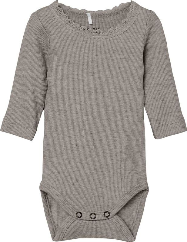 Name It - Lace Romper - Satellite Melange - Ribstof - Lange Mouwen