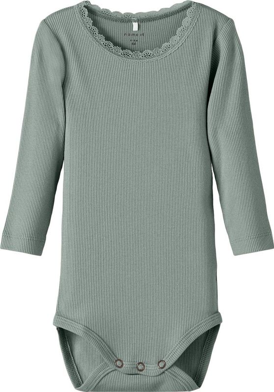 Bodystockings - Slate Gray - Jersey - Drukknopen - Lange Mouwen