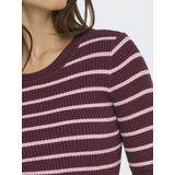 Only - ONLLOUISA - Gebreide Trui - Mauve Wine Stripes - Slim Fit