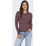 Only - ONLLOUISA - Gebreide Trui - Mauve Wine Stripes - Slim Fit