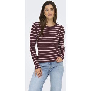 Only - ONLLOUISA - Gebreide Trui - Mauve Wine Stripes - Slim Fit