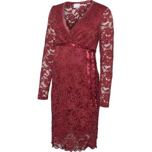 MAMALICIOUS - Jurk - Jersey - V-hals - Lange Mouwen - Kanten Materiaal