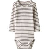 Body - Gestreept - Ribgebreid - Lange Mouwen - Ronde Hals - Drukknoopsluiting