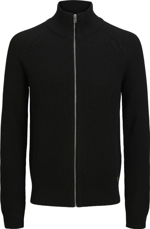 Jack & Jones - JJPANNEL KNIT ZIP CARDIGAN - Vest - Zwart