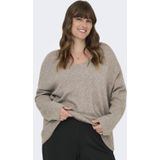 ONLY CARMAKOMA trui beige rib gebreid