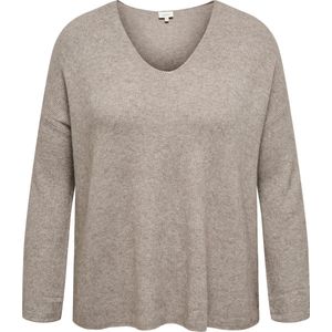 ONLY CARMAKOMA trui beige rib gebreid