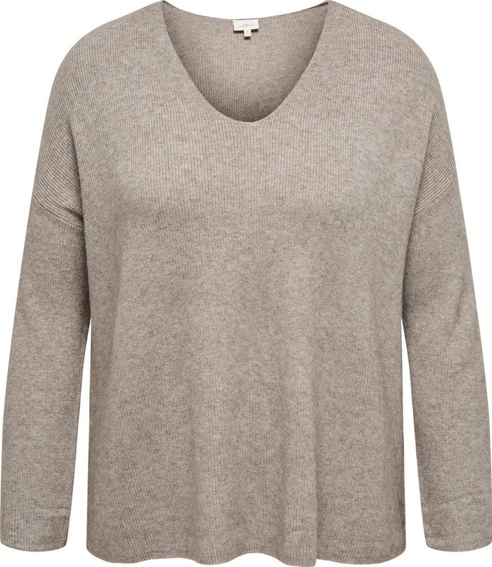 ONLY CARMAKOMA trui beige rib gebreid