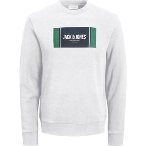 Jack & Jones - Jjhayato - Sweatshirt - Wit Melange - Normale Pasvorm - Ronde Hals - Lange Mouwen