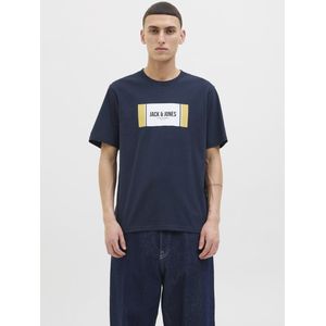 Jack & Jones - JJHAYATO - Shirt - Navy - Donkergeel - Wit
