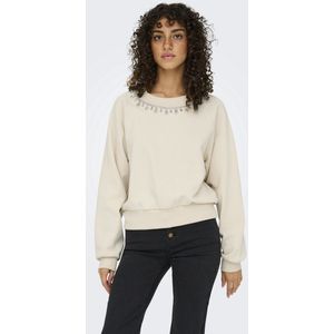 Only - ONLJETT L/S O-NECK EMB. BOX SWT - Sweatshirt - Birch - Lange Mouwen