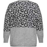 ONLY - CARMAKOMA - Trui - Light Grey Melange - Ronde Hals - Lange Mouwen