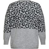 ONLY - CARMAKOMA - Trui - Light Grey Melange - Ronde Hals - Lange Mouwen