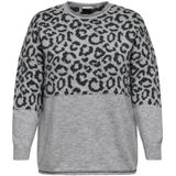 ONLY - CARMAKOMA - Trui - Light Grey Melange - Ronde Hals - Lange Mouwen