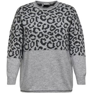 ONLY - CARMAKOMA - Trui - Light Grey Melange - Ronde Hals - Lange Mouwen