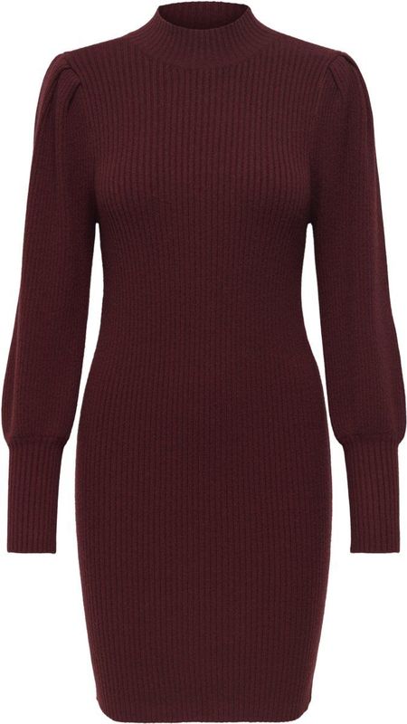 Only - ONLKATIA - Gebreide Jurk - Cabernet - Lange Mouwen - Hoge Hals