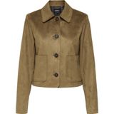 Only - Suède Effect Stofjas - Bruin - Dames - Regular Fit - Herfst-Winter