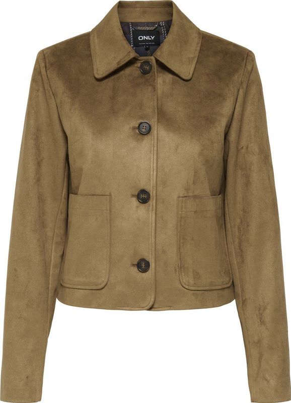 Only - Suède Effect Stofjas - Bruin - Dames - Regular Fit - Herfst-Winter