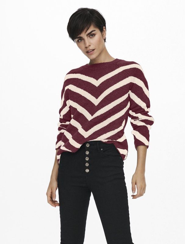 Only - Onleliza - Gebreide Trui - Zinfadel / Whitecap Grey