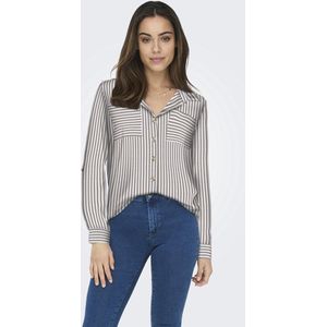 ONLY - ONLYASMIN - Blouse - Mokka/Wit - Lange Mouw