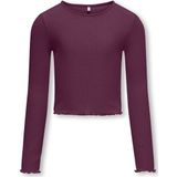 ONLY GIRLS - Crop Top - Multicolor - O-hals - Lange Mouwen - Ruche Detail