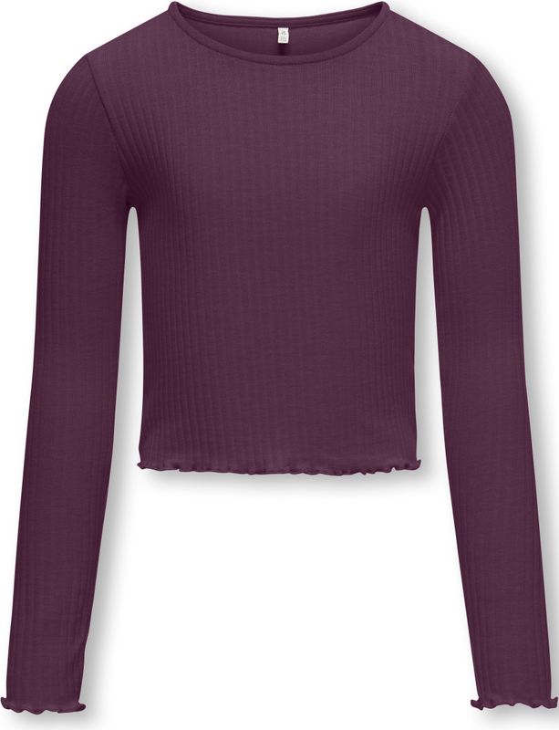 ONLY GIRLS - Crop Top - Multicolor - O-hals - Lange Mouwen - Ruche Detail