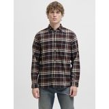 JACK & JONES - JJJames - Overhemd - Ecru - Donkerbruin - Roestrood - Zwart - Flanel - Lange Mouw