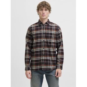 JACK & JONES - JJJames - Overhemd - Ecru - Donkerbruin - Roestrood - Zwart - Flanel - Lange Mouw