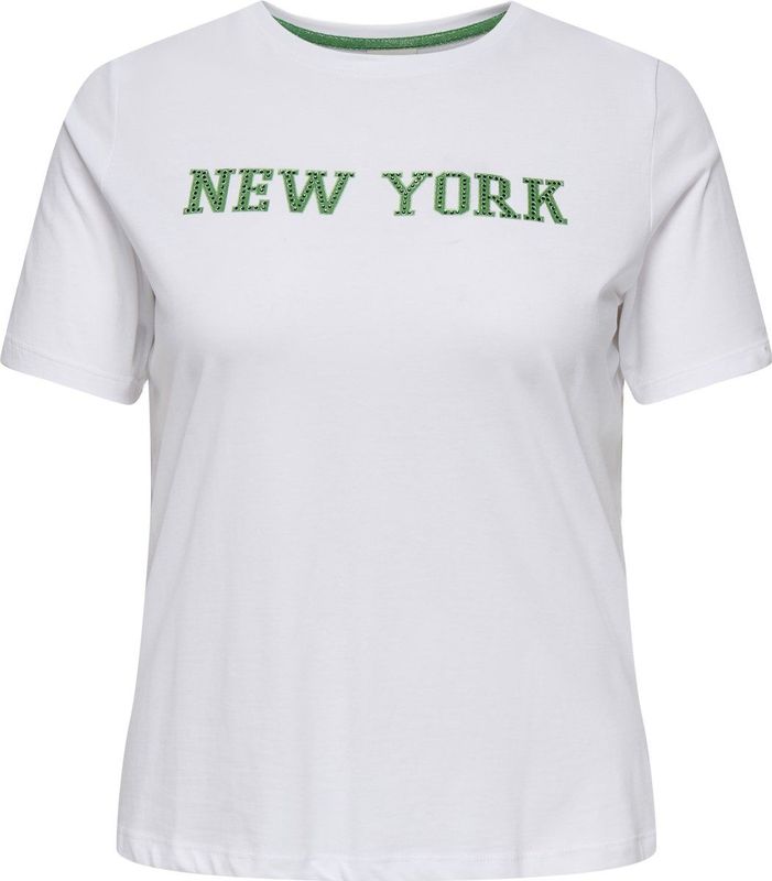 ONLY CARMAKOMA - CARZAFIRO LIFE SS O-NECK - T-shirt - Dames - Korte Mouwen - Strass Steentjes